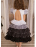 Black Tulle Tiered Flower Girl Dress